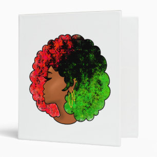 Pan African black girl woman red green pride afro 3 Ring Binder