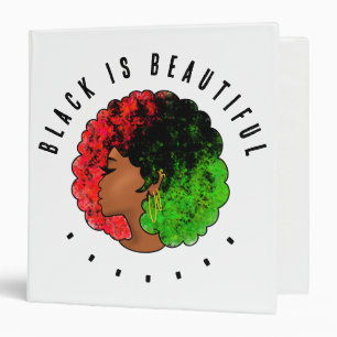 Pan African black girl woman red green pride afro 3 Ring Binder