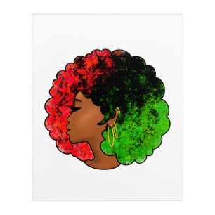 Pan African black girl woman red green pride afro Acrylic Print