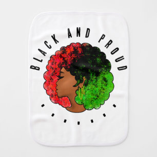 Pan African black girl woman red green pride afro  Baby Burp Cloth