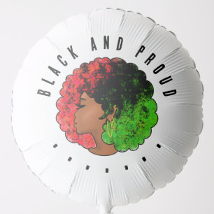 Pan African black girl woman red green pride afro  Balloon