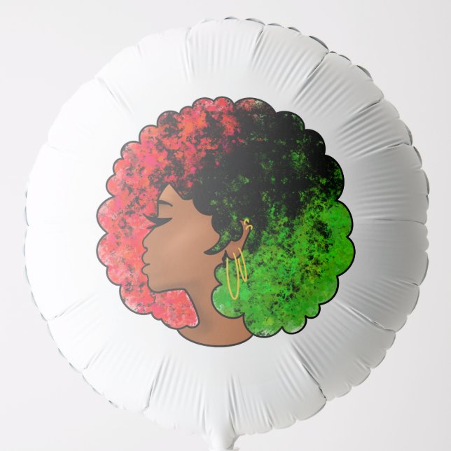 Pan African black girl woman red green pride afro  Balloon (Front)