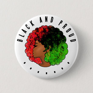 Pan African black girl woman red green pride afro Button