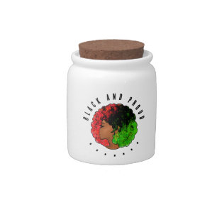 Pan African black girl woman red green pride afro  Candy Jar