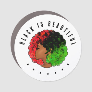 Pan African black girl woman red green pride afro Car Magnet