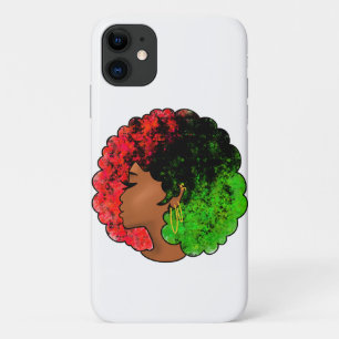 Pan African black girl woman red green pride afro iPhone 11 Case