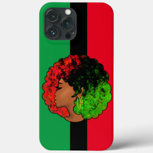 Pan African black girl woman red green pride afro iPhone 13 Pro Max Case