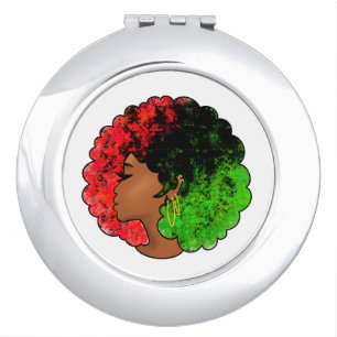 Pan African black girl woman red green pride afro Compact Mirror