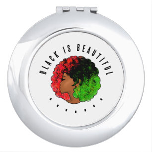Pan African black girl woman red green pride afro  Compact Mirror