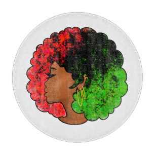 Pan African black girl woman red green pride afro Cutting Board
