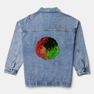 Pan African black girl woman red green pride afro Denim Jacket