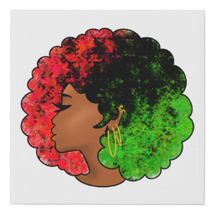 Pan African black girl woman red green pride afro Faux Canvas Print
