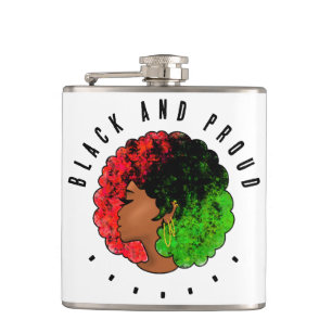 Pan African black girl woman red green pride afro Flask