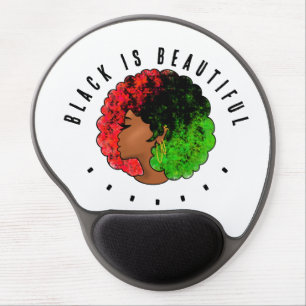 Pan African black girl woman red green pride afro Gel Mouse Pad