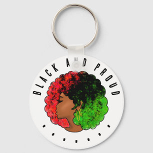 Pan African black girl woman red green pride afro Keychain