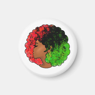 Pan African black girl woman red green pride afro  Magnet