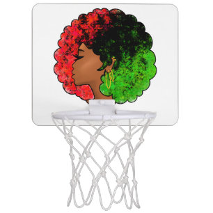 Pan African black girl woman red green pride afro Mini Basketball Hoop