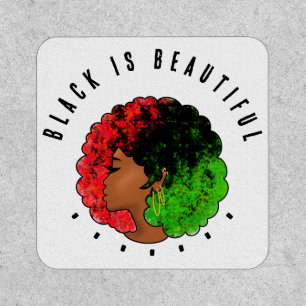 Pan African black girl woman red green pride afro Patch