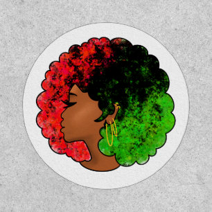 Pan African black girl woman red green pride afro Patch