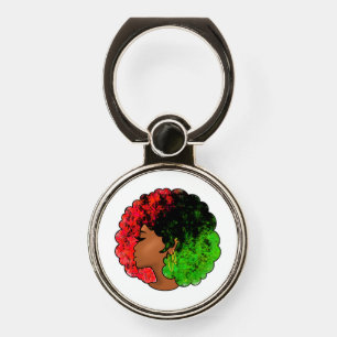 Pan African black girl woman red green pride afro Phone Ring Stand
