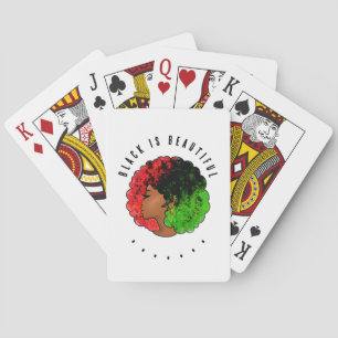 Pan African black girl woman red green pride afro Poker Cards