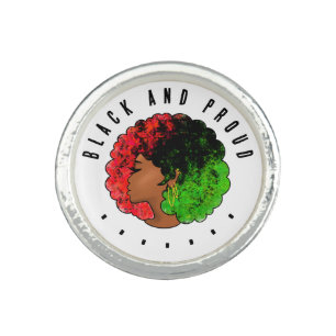 Pan African black girl woman red green pride afro  Ring