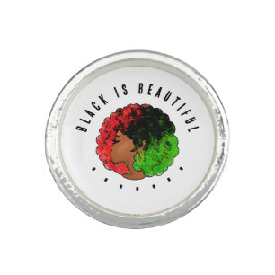 Pan African black girl woman red green pride afro  Ring