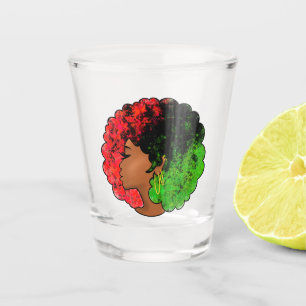 Pan African black girl woman red green pride afro  Shot Glass