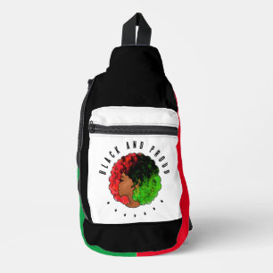 Pan African black girl woman red green pride afro  Sling Bag