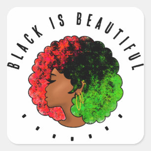 Pan African black girl woman red green pride afro Square Sticker