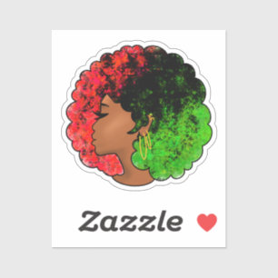 Pan African black girl woman red green pride afro Sticker