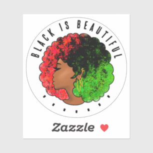 Pan African black girl woman red green pride afro Sticker