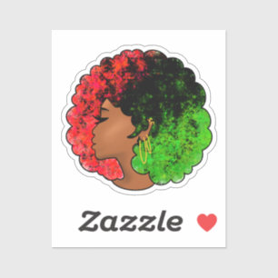 Pan African black girl woman red green pride afro Sticker