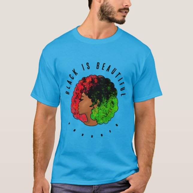 Pan African black girl woman red green pride afro  T-Shirt (Front)