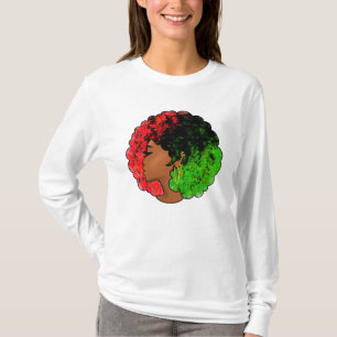 Pan African black girl woman red green pride afro  T-Shirt
