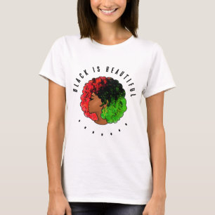 Pan African black girl woman red green pride afro T-Shirt