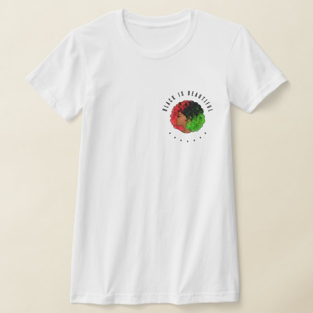Pan African black girl woman red green pride afro  T-Shirt (Laydown)