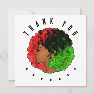 Pan African black girl woman red green pride afro  Thank You Card