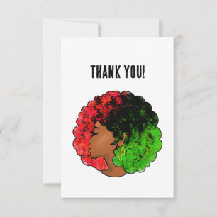 Pan African black girl woman red green pride afro Thank You Card