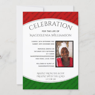 Pan African CELEBRATION OF LIFE Photo Funeral Invitation