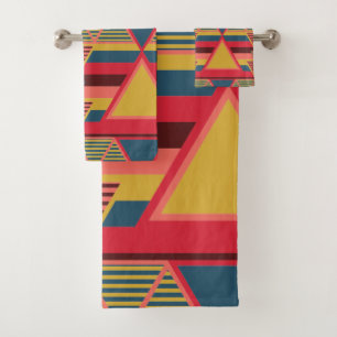 Pan African Colorful Triangle Pattern Bath Towel Set