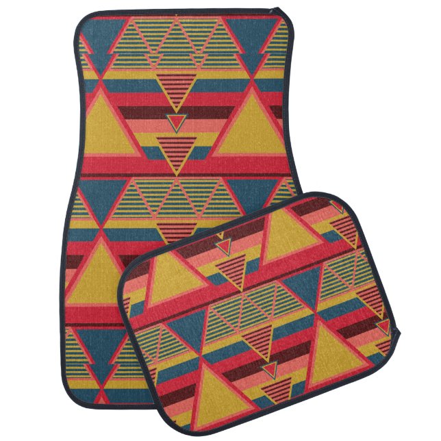 Pan African Colorful Triangle Pattern Car Floor Mat (Set)
