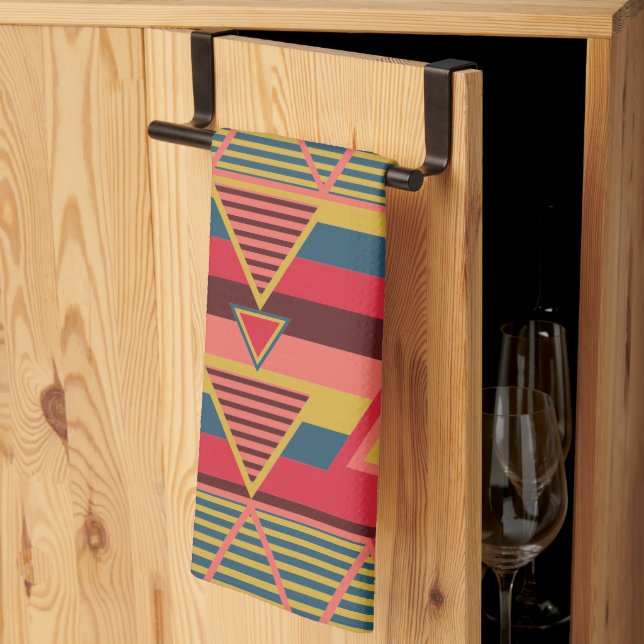 Pan African Colorful Triangle Pattern Kitchen Towel (Thirds Fold)