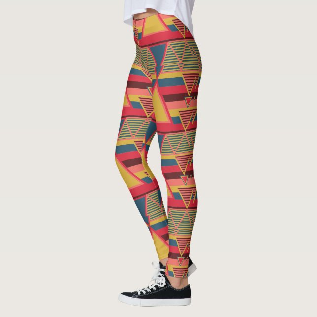 Pan African Colorful Triangle Pattern Leggings (Left)