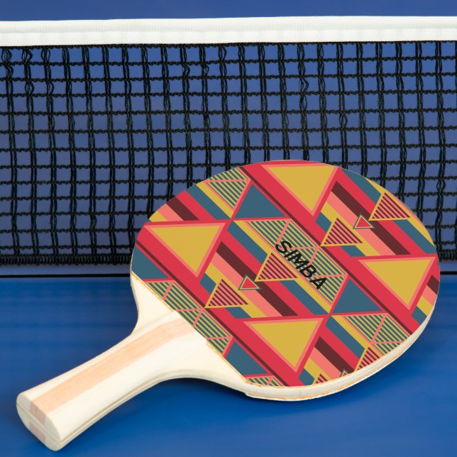Pan African Colorful Triangle Pattern Personalized Ping Pong Paddle (Insitu)