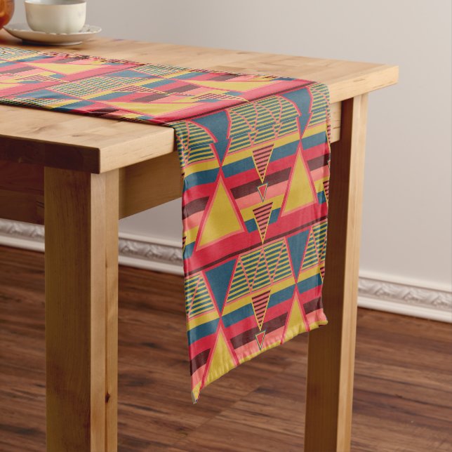 Pan African Colorful Triangle Pattern Short Table Runner (In Situ)