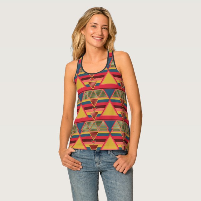 Pan African Colorful Triangle Pattern Tank Top (Front Full)