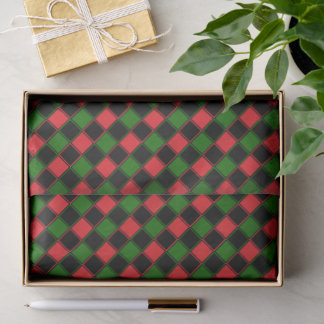 Pan-African Flag Colors Checker Pattern Holiday Tissue Paper