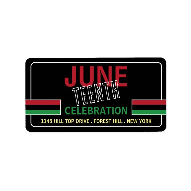 Pan-African flag Design, Juneteenth Celebration Label (Front)