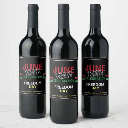 Pan_African flag Design Juneteenth Celebration Wine Label